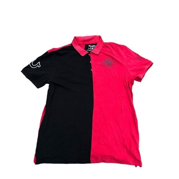 Vintage True Religion Half Polo Short Sleeve Shirt XXXL Black/Red - Picture 4 of 7